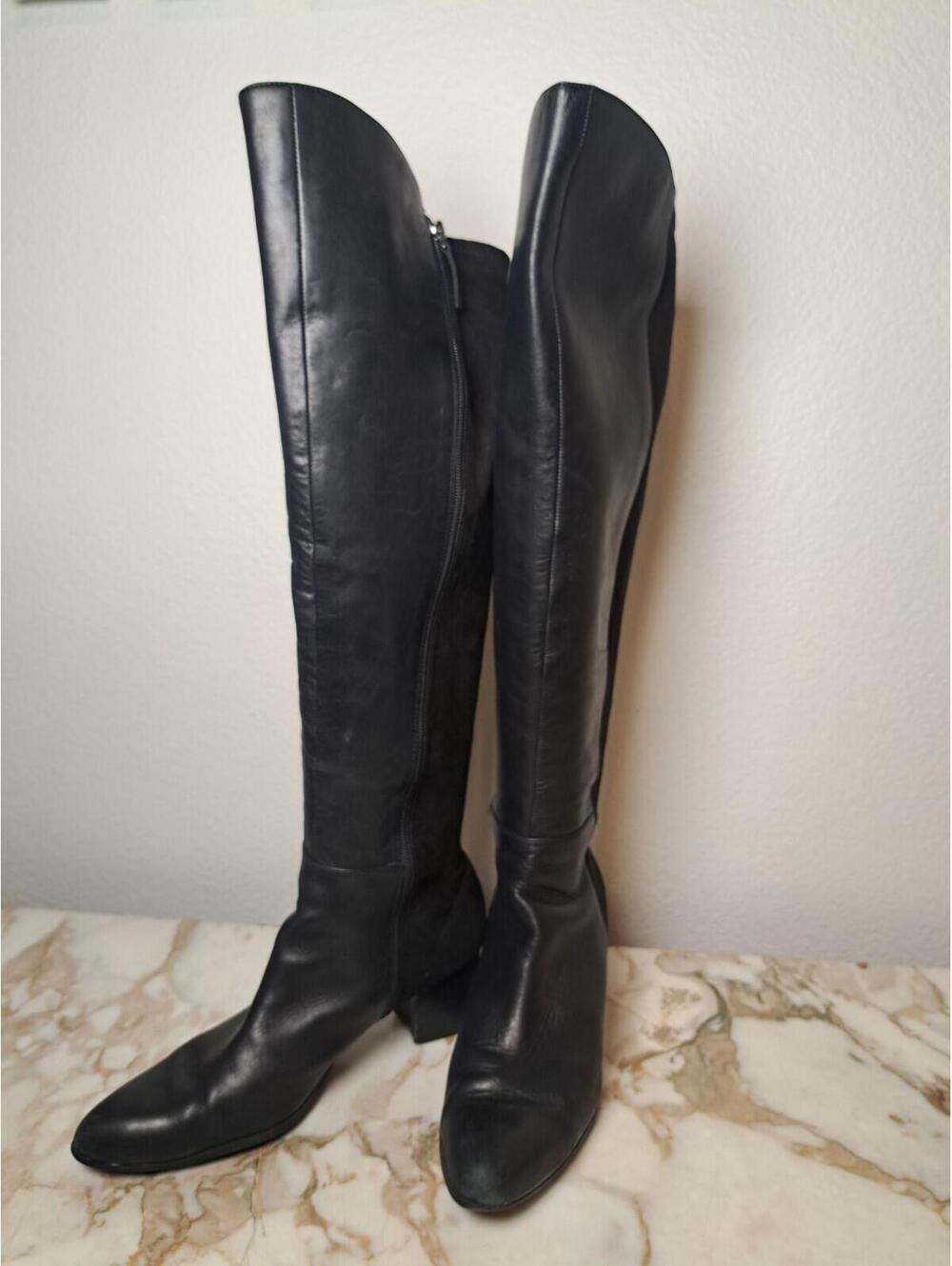 FRANCO SARTO, Size 11 M, Black, Knee High Boots, Crocco Leather & Suede Streach